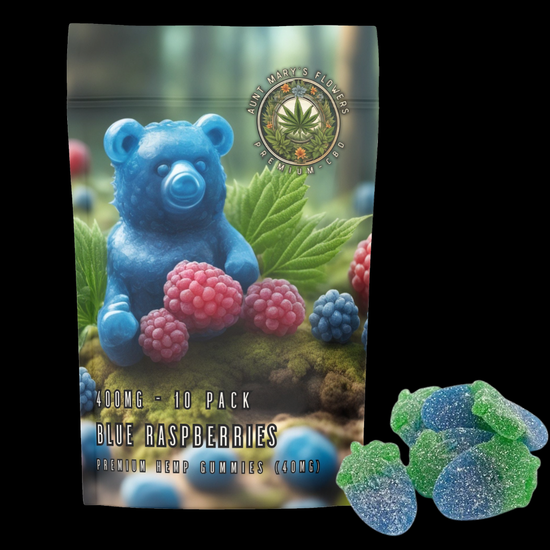 Blue Raspberry Gummies Ricky Joy CBD Gummies UK | Blue Raspberries (Vegan) – Aunt Mary's Flowers